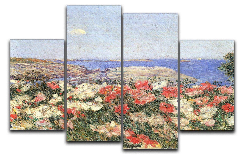 Poppies on the Isles of Shoals by Hassam 4 Split Panel Canvas - Canvas Art Rocks - 1