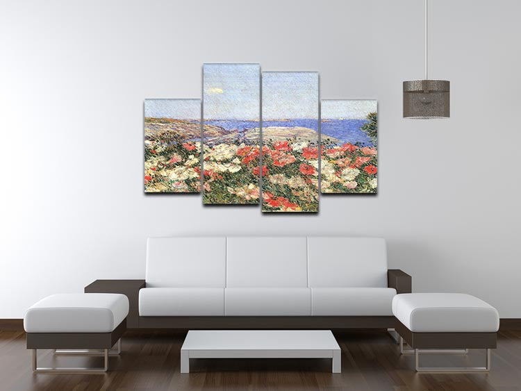 Poppies on the Isles of Shoals by Hassam 4 Split Panel Canvas - Canvas Art Rocks - 3
