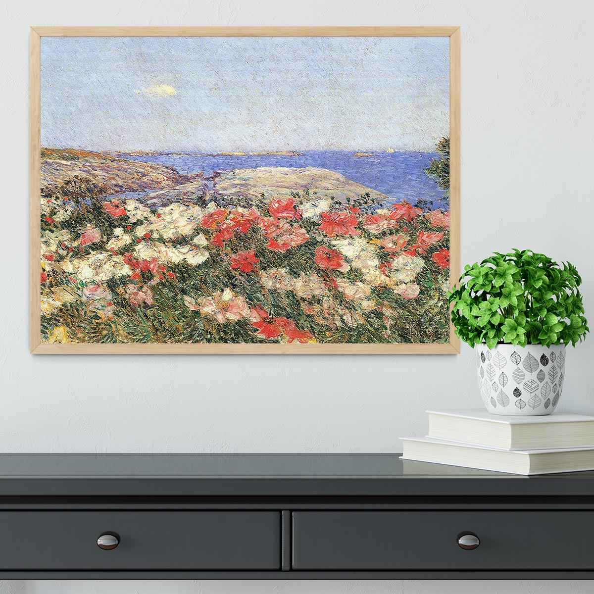 Poppies on the Isles of Shoals by Hassam Framed Print - Canvas Art Rocks - 4