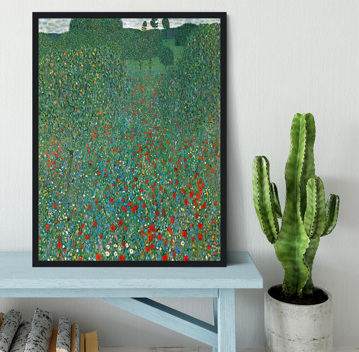 Poppy Field by Klimt Framed Print - Canvas Art Rocks - 2