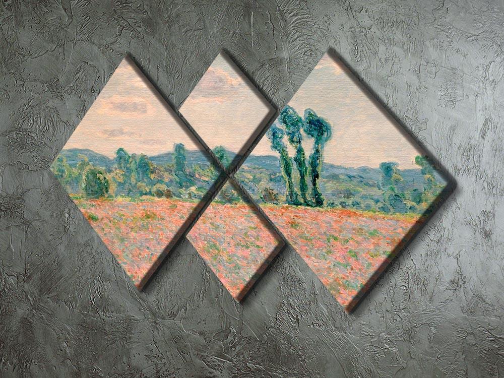 Poppy Field by Monet 4 Square Multi Panel Canvas - Canvas Art Rocks - 2