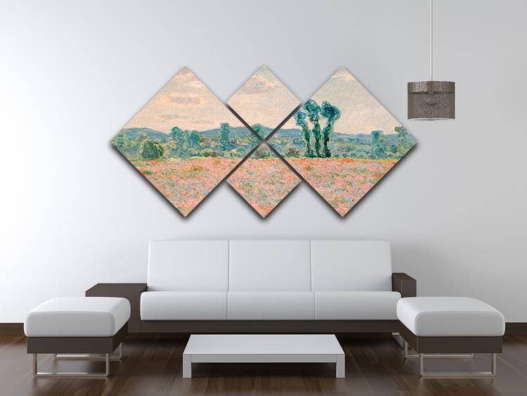 Poppy Field by Monet 4 Square Multi Panel Canvas - Canvas Art Rocks - 3