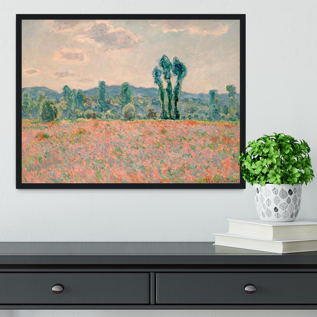 Poppy Field by Monet Framed Print - Canvas Art Rocks - 2