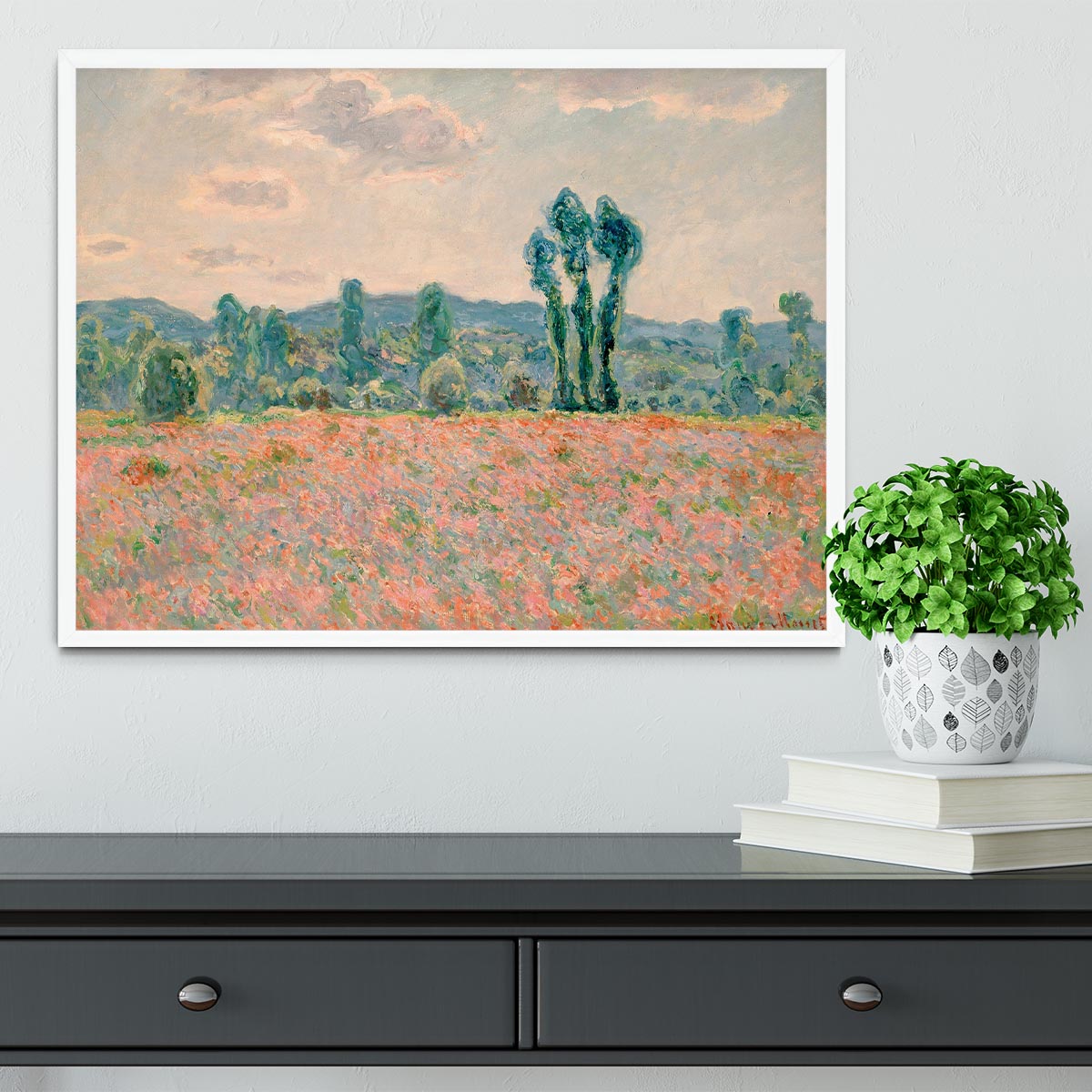Poppy Field by Monet Framed Print - Canvas Art Rocks -6