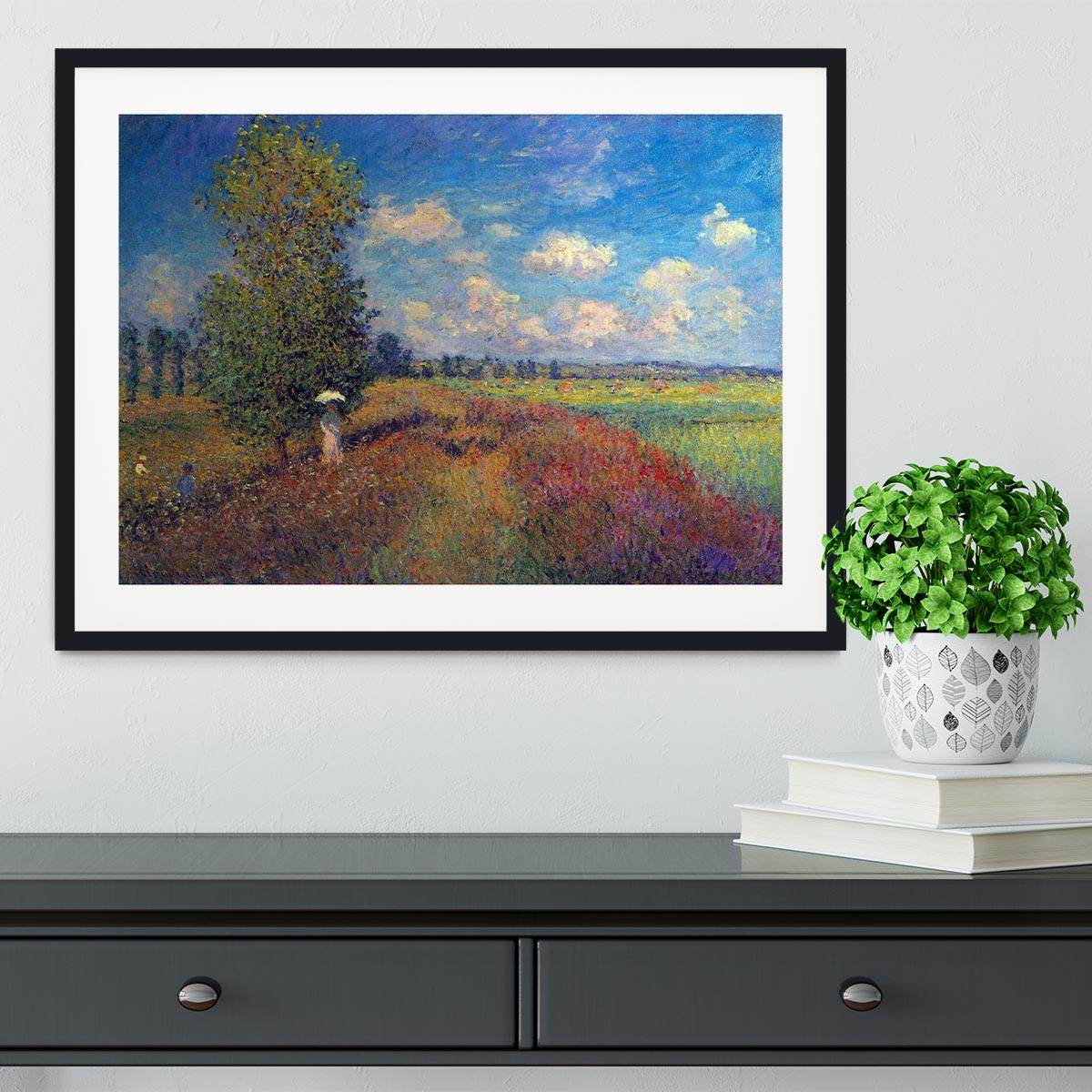 Poppy Field in Summer by Monet Framed Print - Canvas Art Rocks - 1