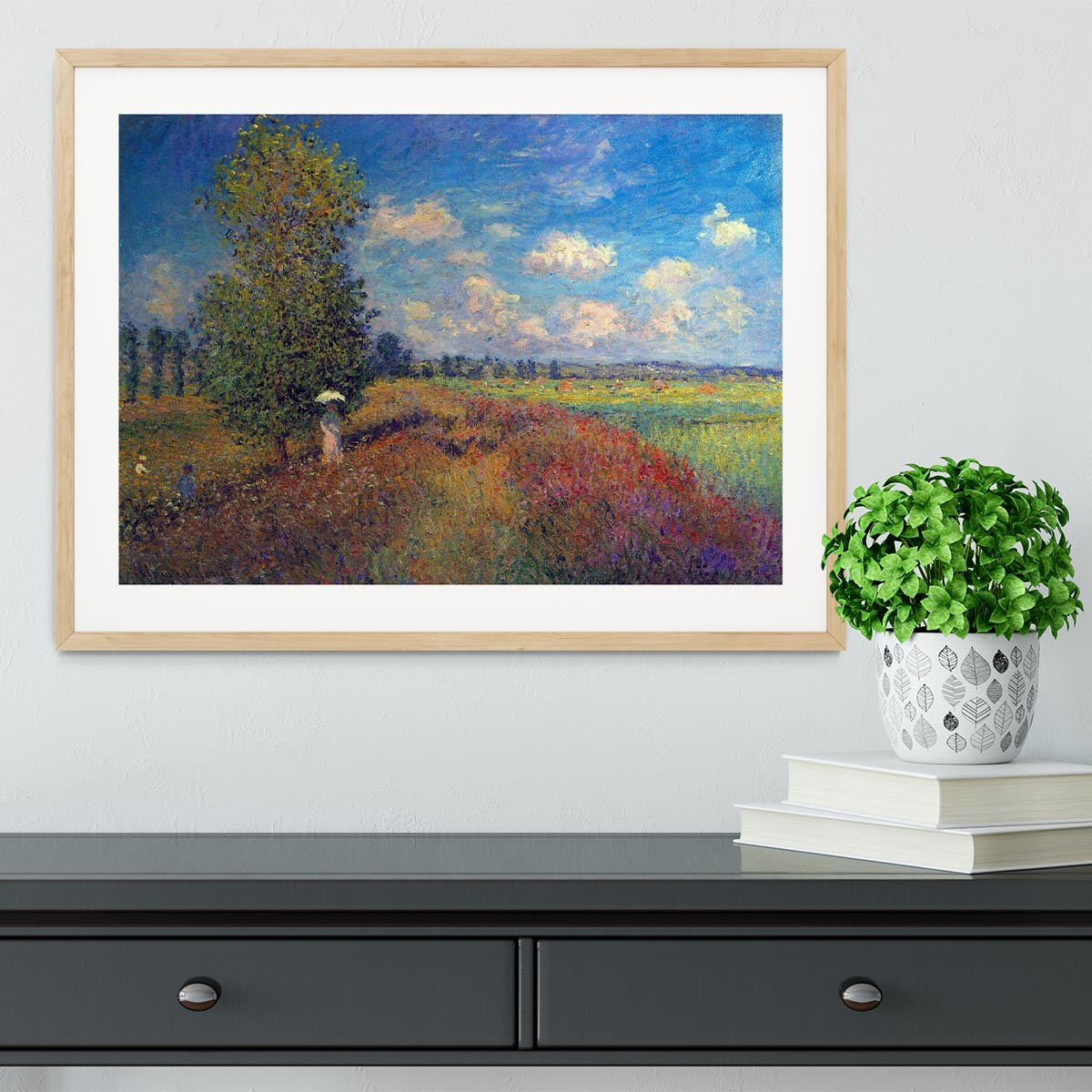 Poppy Field in Summer by Monet Framed Print - Canvas Art Rocks - 3