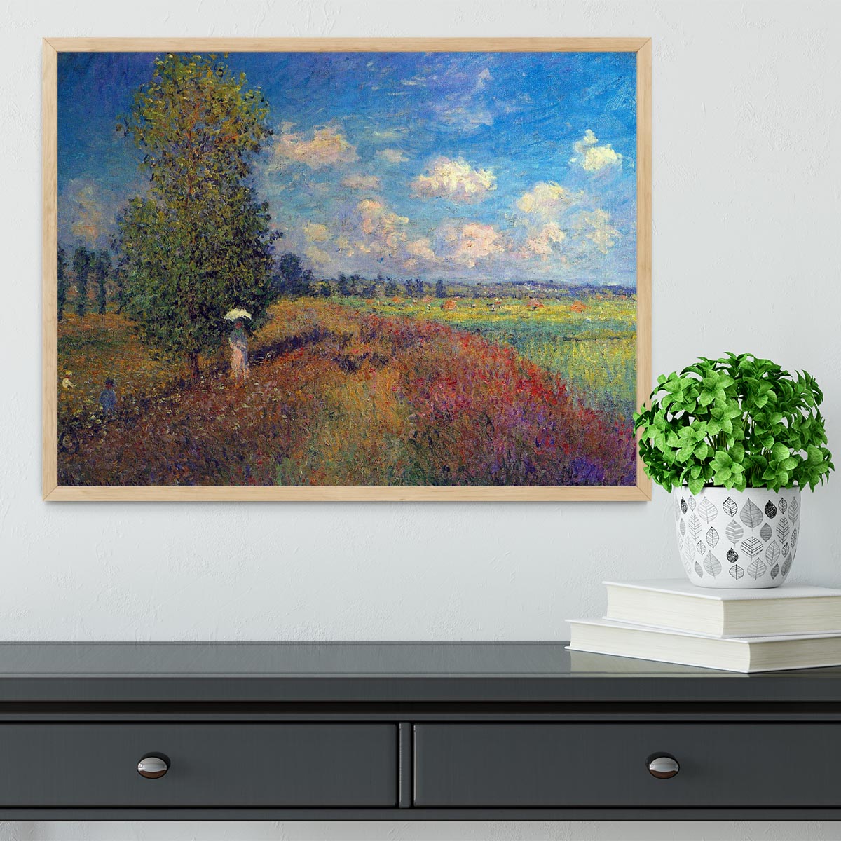 Poppy Field in Summer by Monet Framed Print - Canvas Art Rocks - 4