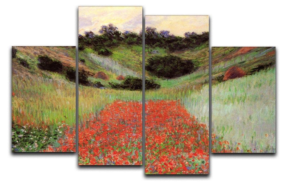 Poppy Field of Flowers in Giverny by Monet 4 Split Panel Canvas  - Canvas Art Rocks - 1
