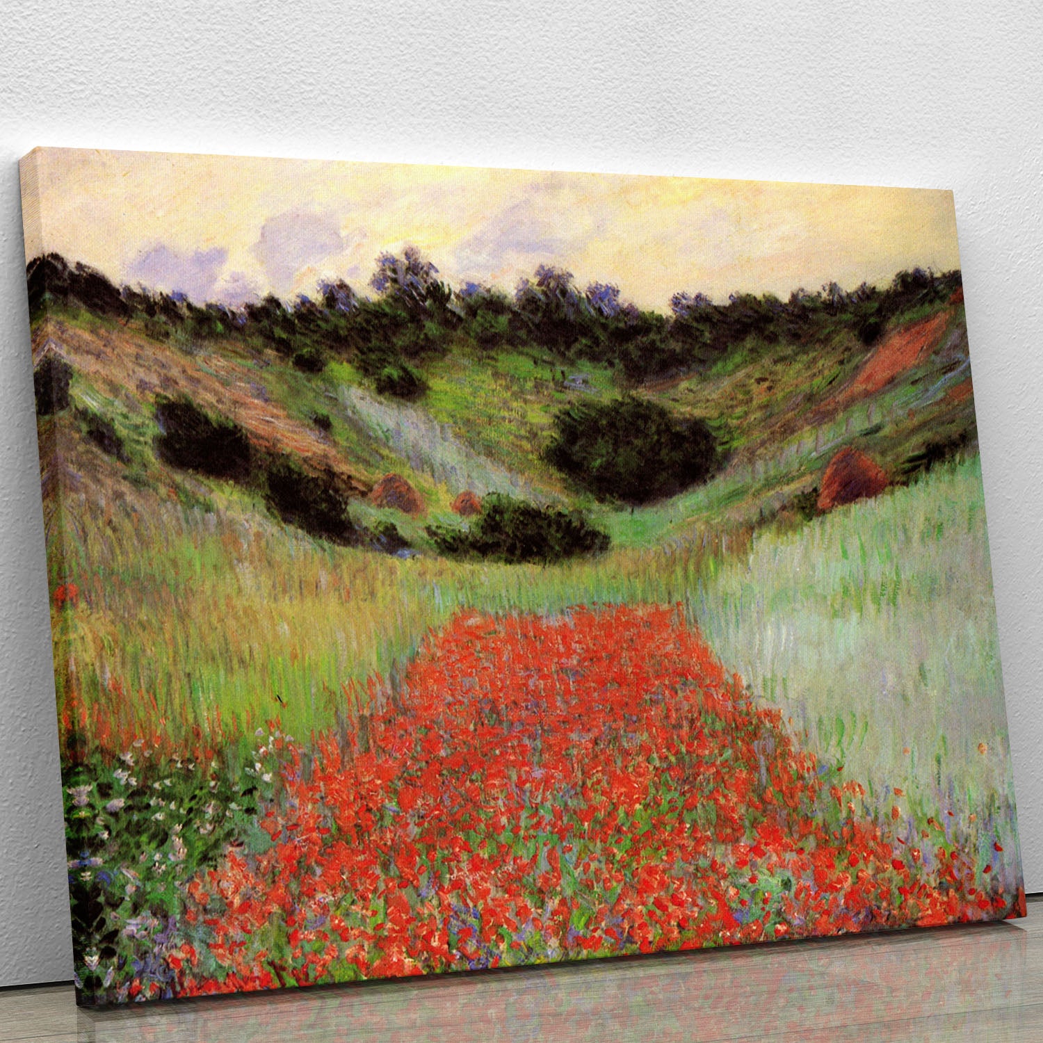Poppy Field of Flowers in Giverny by Monet Canvas Print or Poster - Canvas Art Rocks - 1