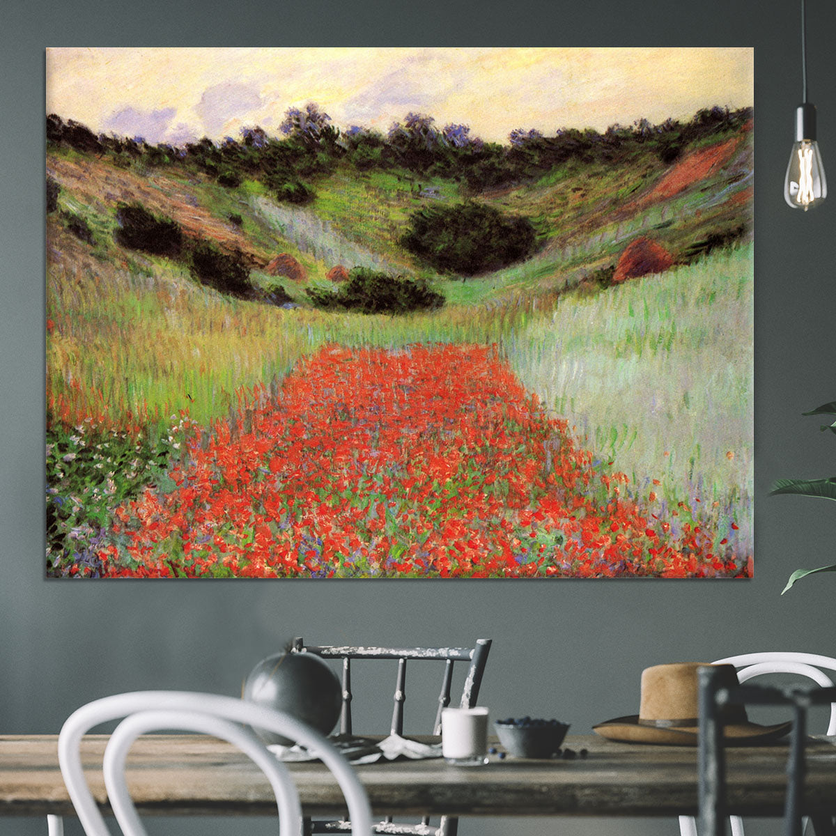 Poppy Field of Flowers in Giverny by Monet Canvas Print or Poster - Canvas Art Rocks - 3
