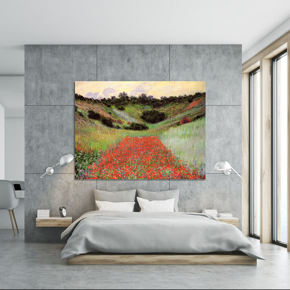 Poppy Field of Flowers in Giverny by Monet Canvas Print or Poster - Canvas Art Rocks - 5