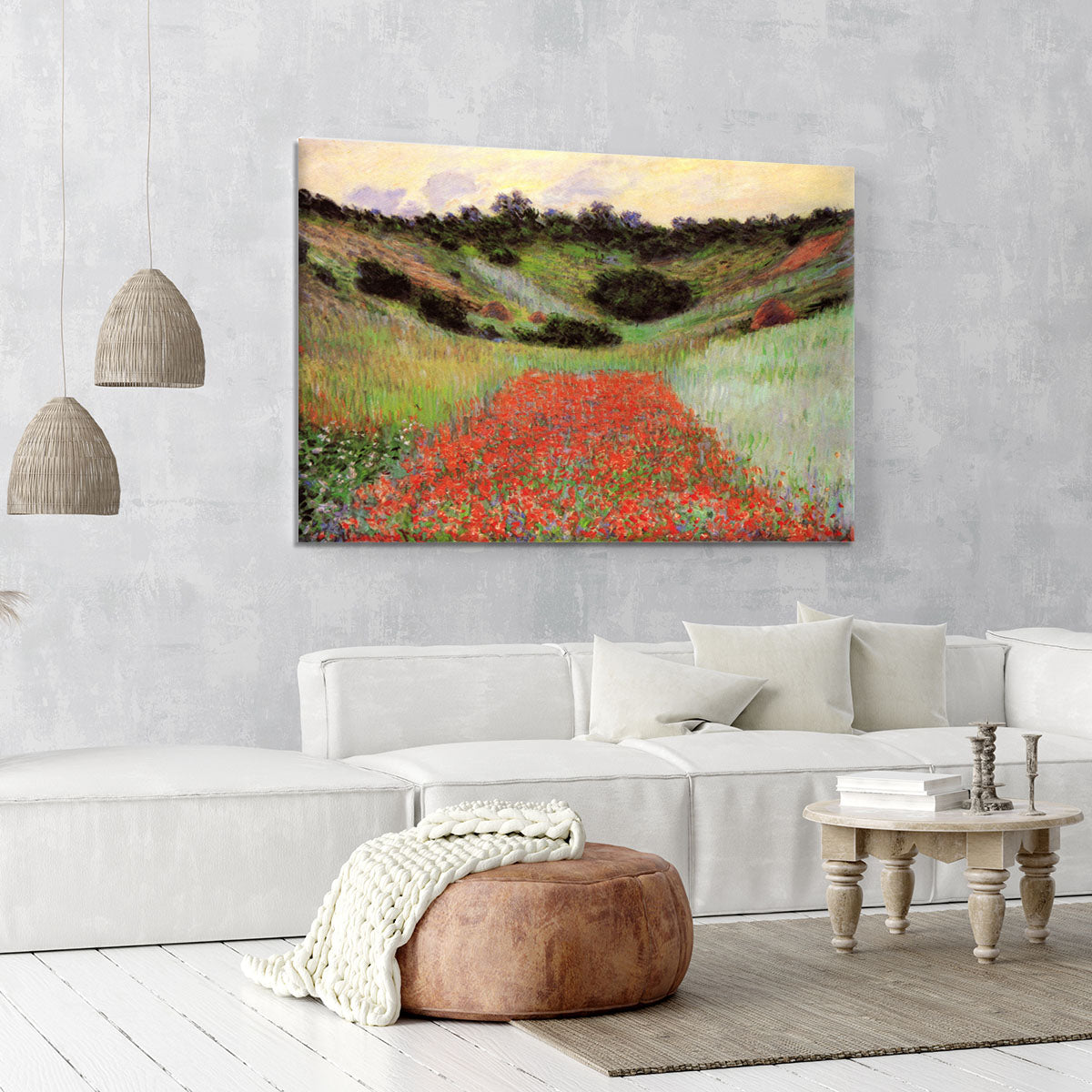 Poppy Field of Flowers in Giverny by Monet Canvas Print or Poster - Canvas Art Rocks - 6
