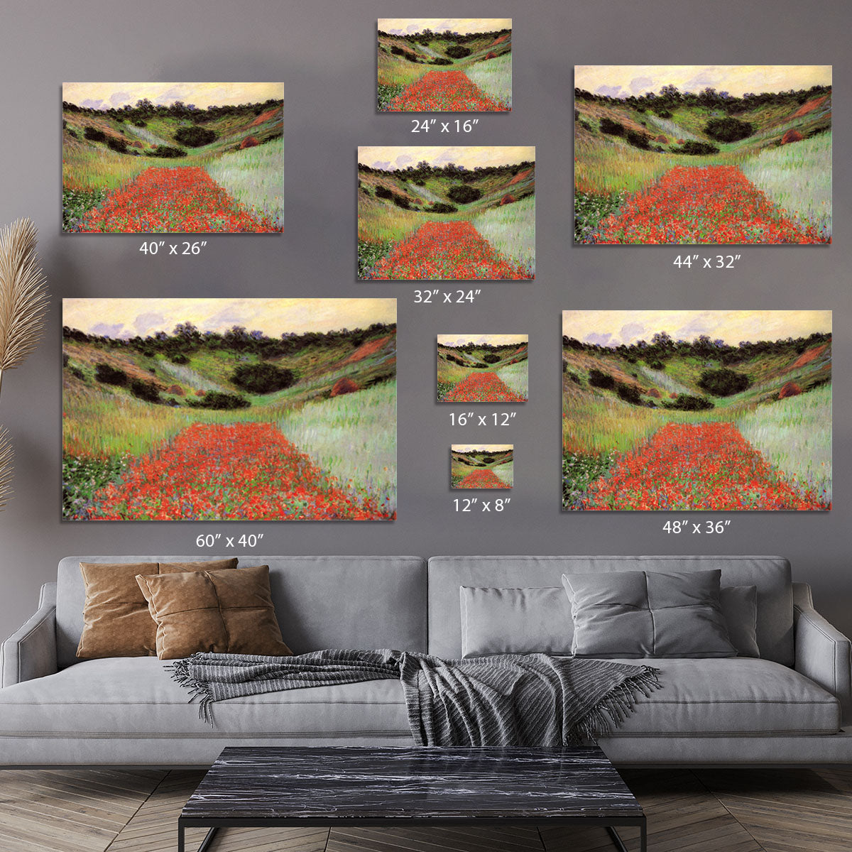 Poppy Field of Flowers in Giverny by Monet Canvas Print or Poster - Canvas Art Rocks - 7