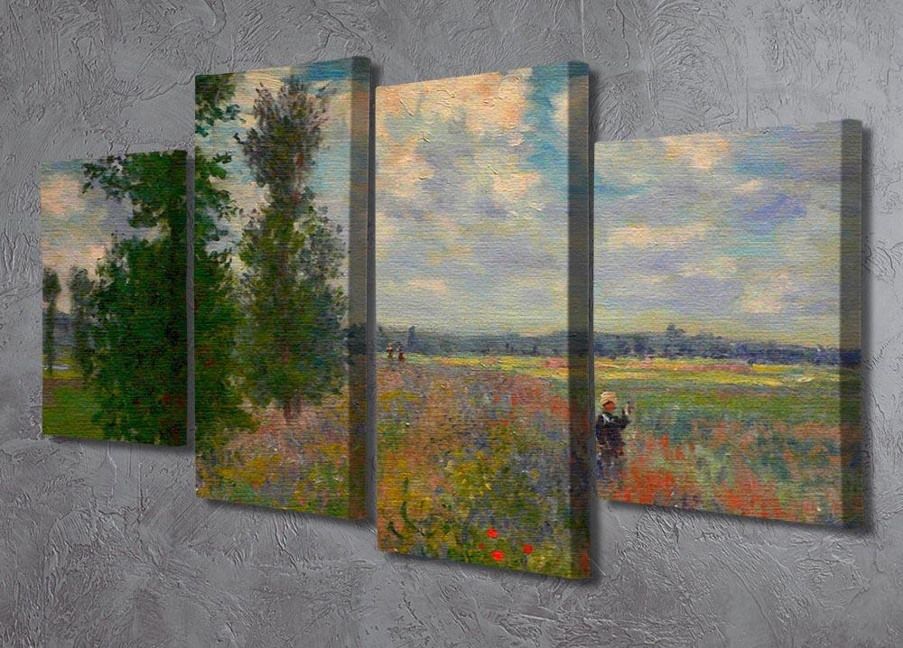 Poppy field Argenteuil by Monet 4 Split Panel Canvas - Canvas Art Rocks - 2