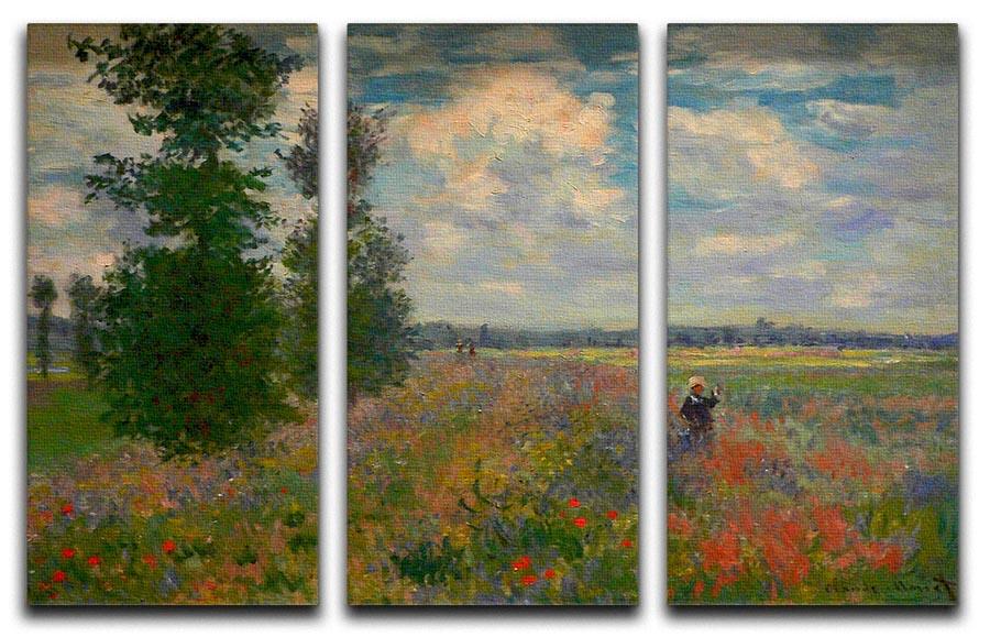 Poppy field Argenteuil by Monet Split Panel Canvas Print - Canvas Art Rocks - 4