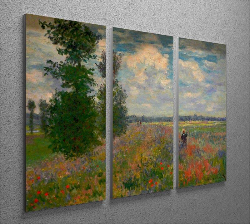 Poppy field Argenteuil by Monet Split Panel Canvas Print - Canvas Art Rocks - 4