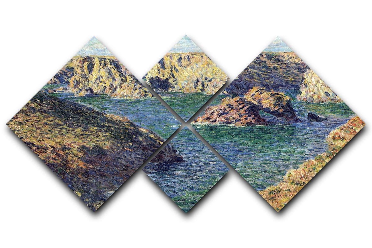 Port Donnant by Monet 4 Square Multi Panel Canvas  - Canvas Art Rocks - 1