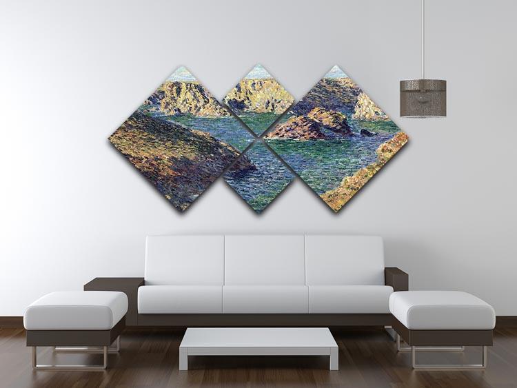 Port Donnant by Monet 4 Square Multi Panel Canvas - Canvas Art Rocks - 3