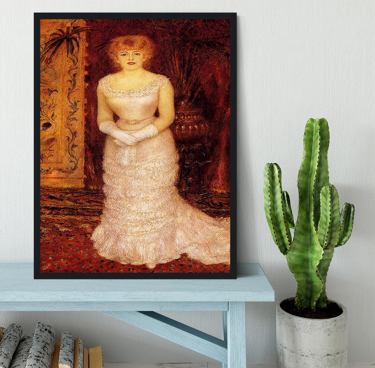 Portrait Of The Actress Jeanne Samary by Renoir Framed Print - Canvas Art Rocks - 2