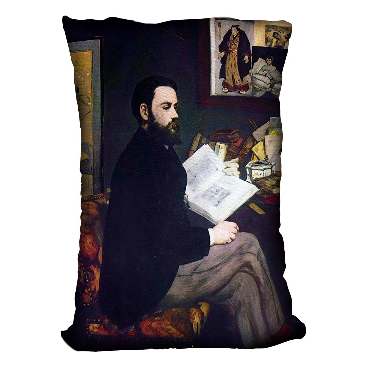 Portrait of Emile Zola by Manet Cushion