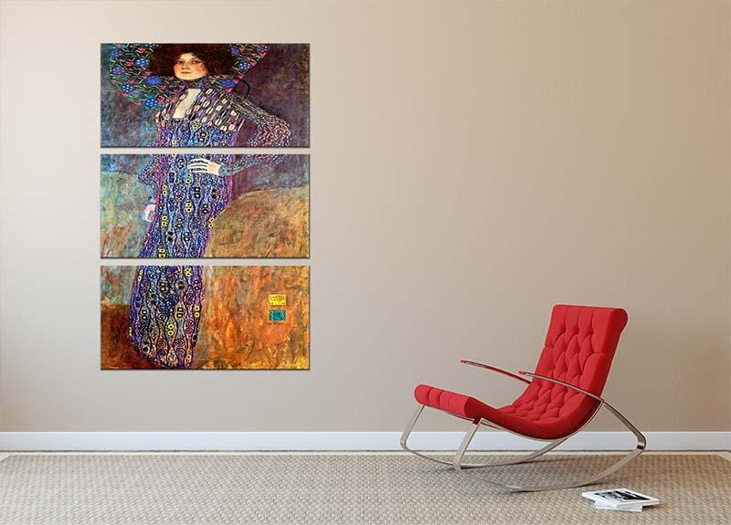 Portrait of Emily Floge by Klimt 3 Split Panel Canvas Print - Canvas Art Rocks - 2