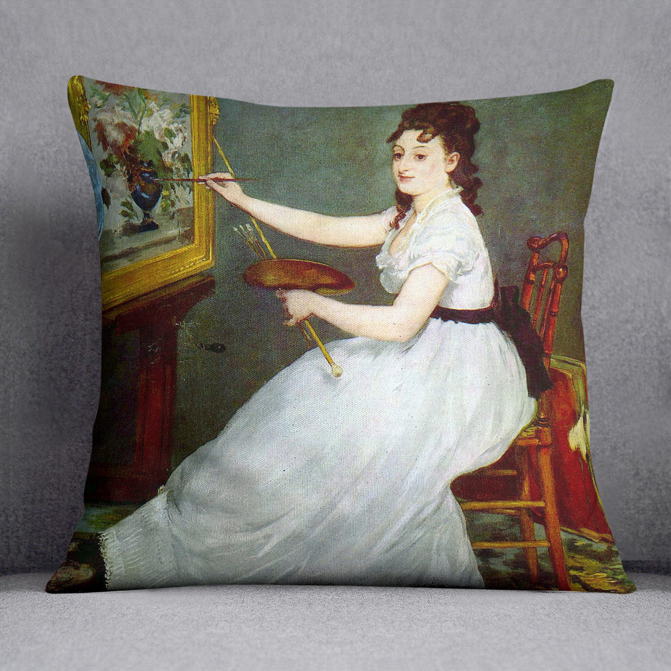Portrait of Eva GonzalCs in Manets studio by Manet Cushion