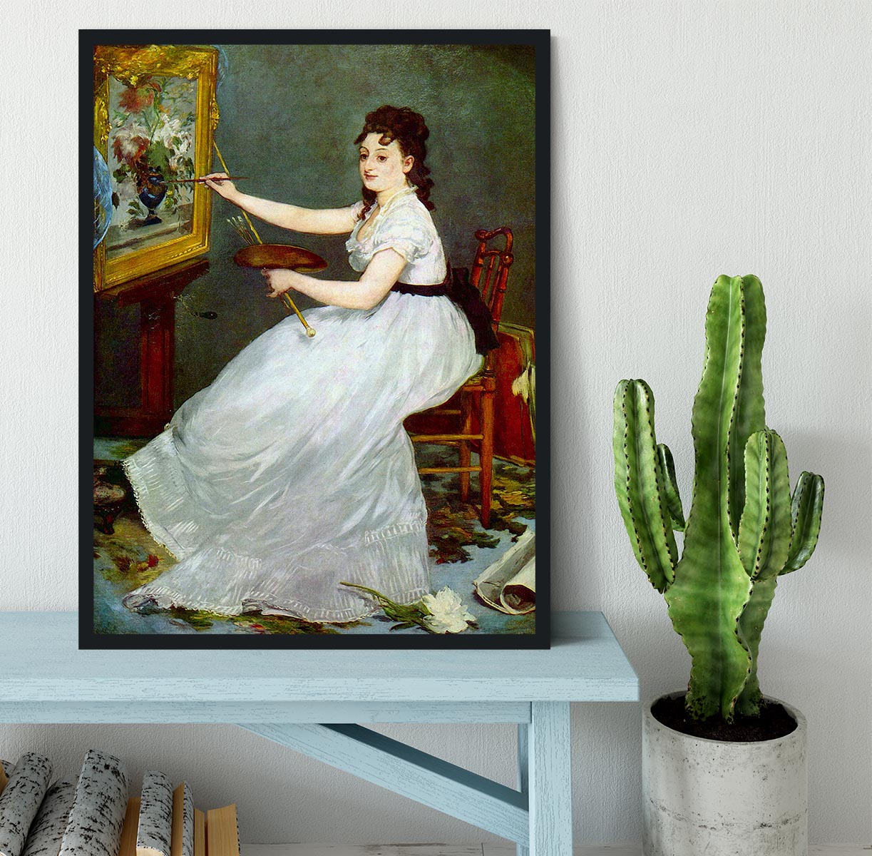 Portrait of Eva GonzalCs in Manets studio by Manet Framed Print - Canvas Art Rocks - 2