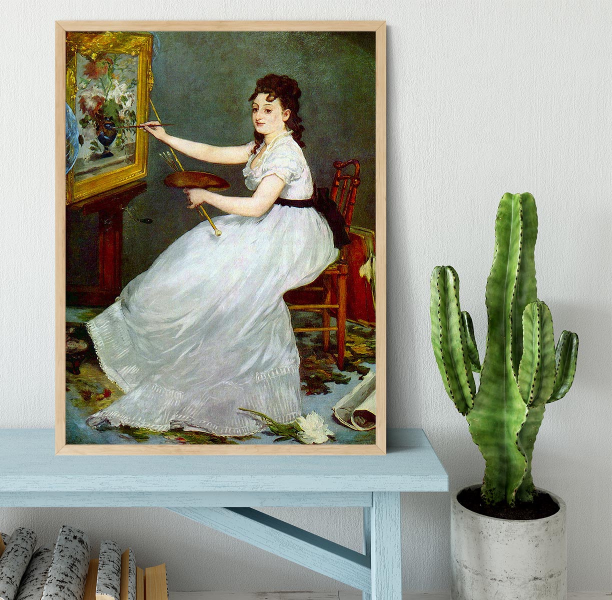 Portrait of Eva GonzalCs in Manets studio by Manet Framed Print - Canvas Art Rocks - 4