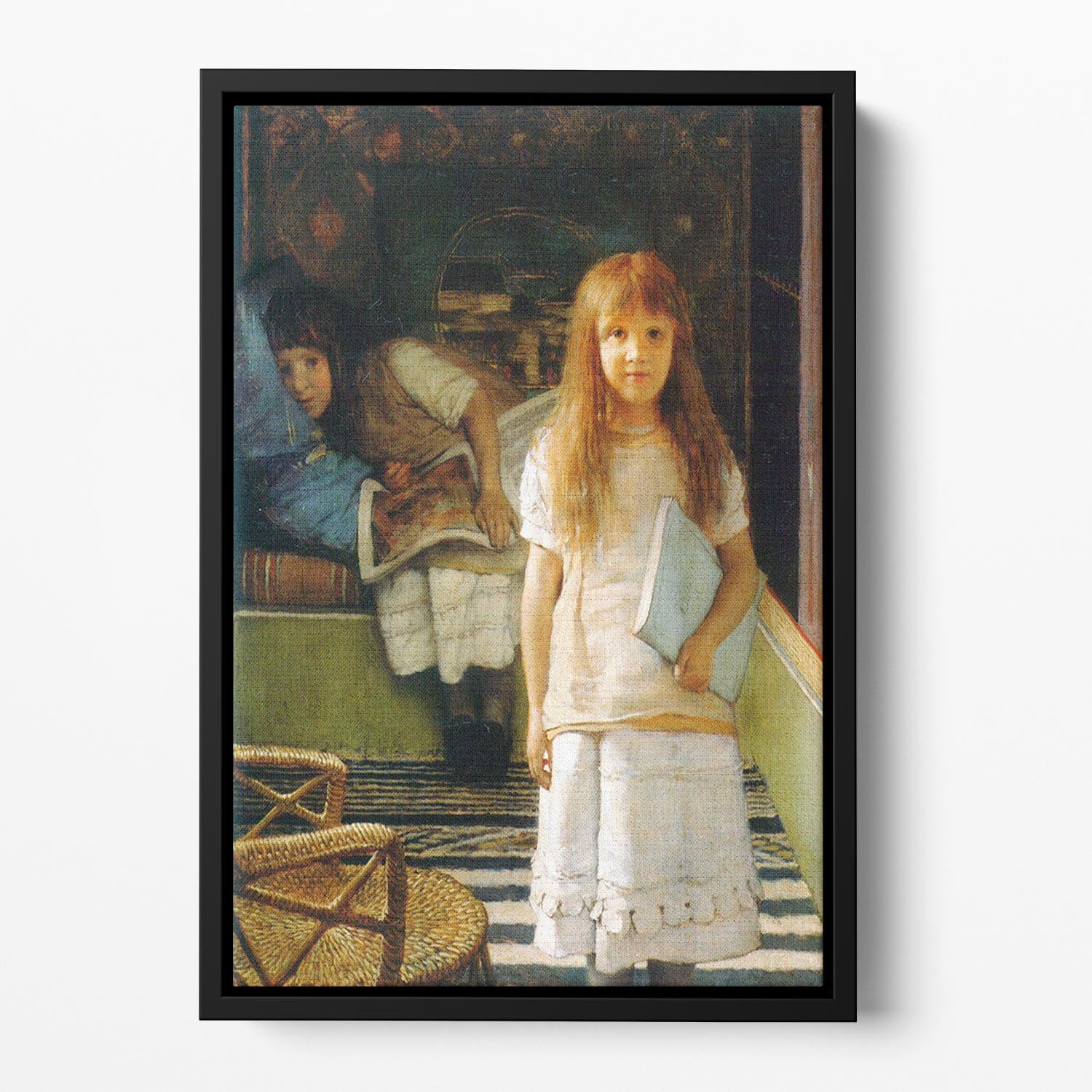 Portrait of Laurense and Anna Alma Tadema as a child by Alma Tadema Floating Framed Canvas - Canvas Art Rocks - 2