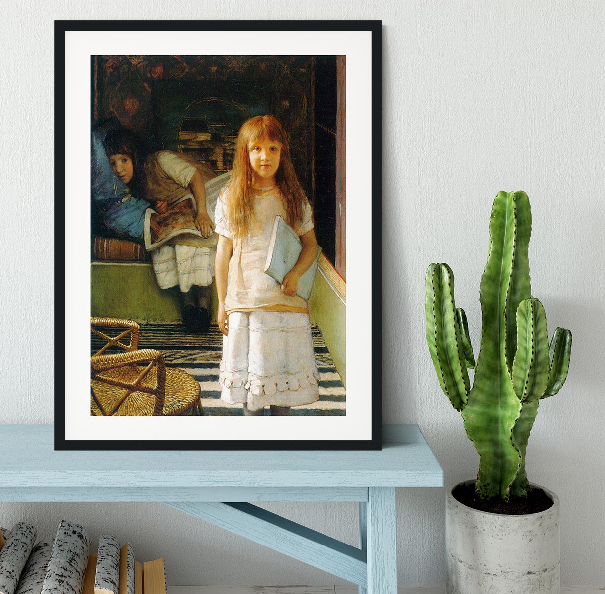 Portrait of Laurense and Anna Alma Tadema as a child by Alma Tadema Framed Print - Canvas Art Rocks - 1