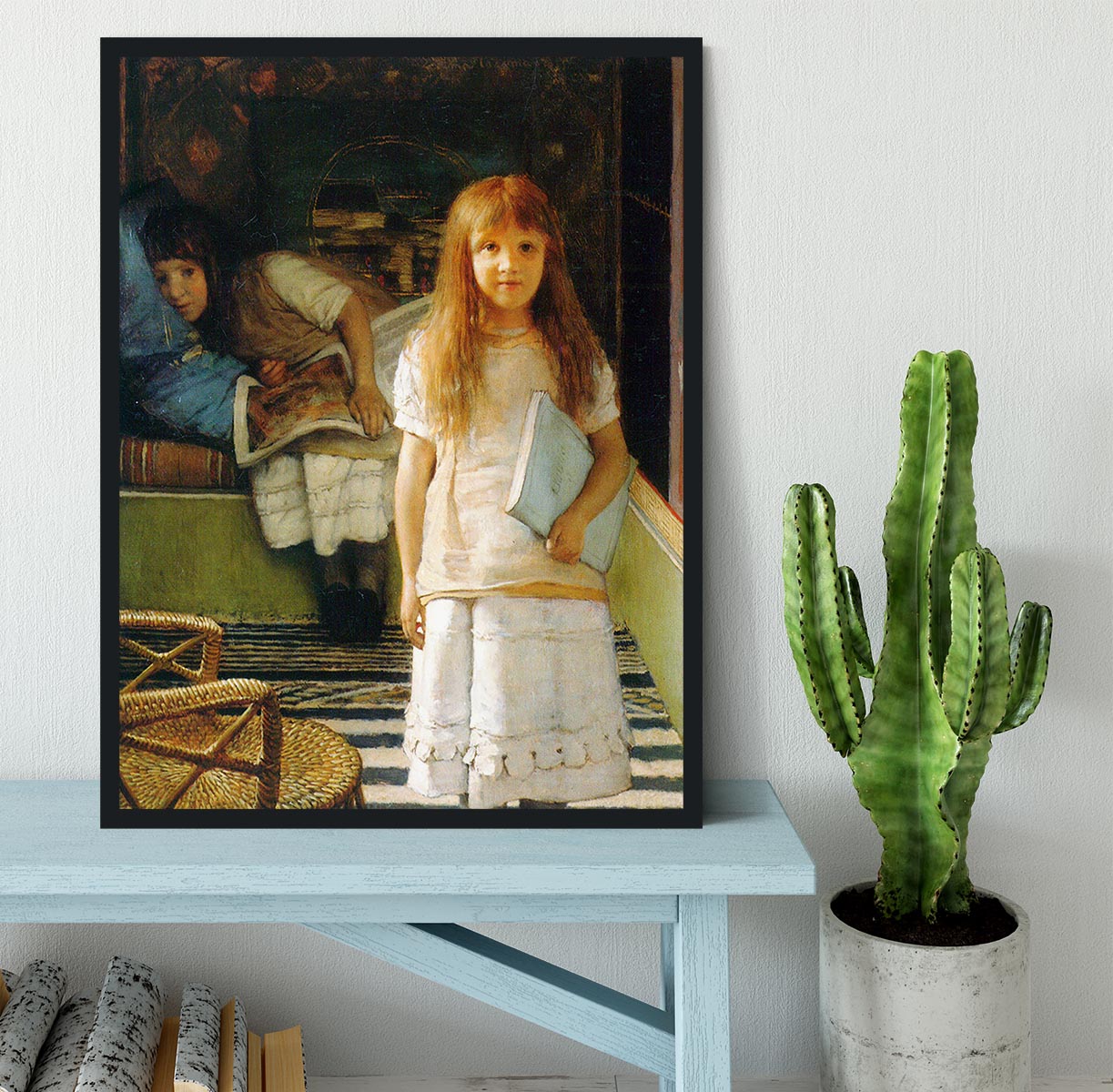 Portrait of Laurense and Anna Alma Tadema as a child by Alma Tadema Framed Print - Canvas Art Rocks - 2