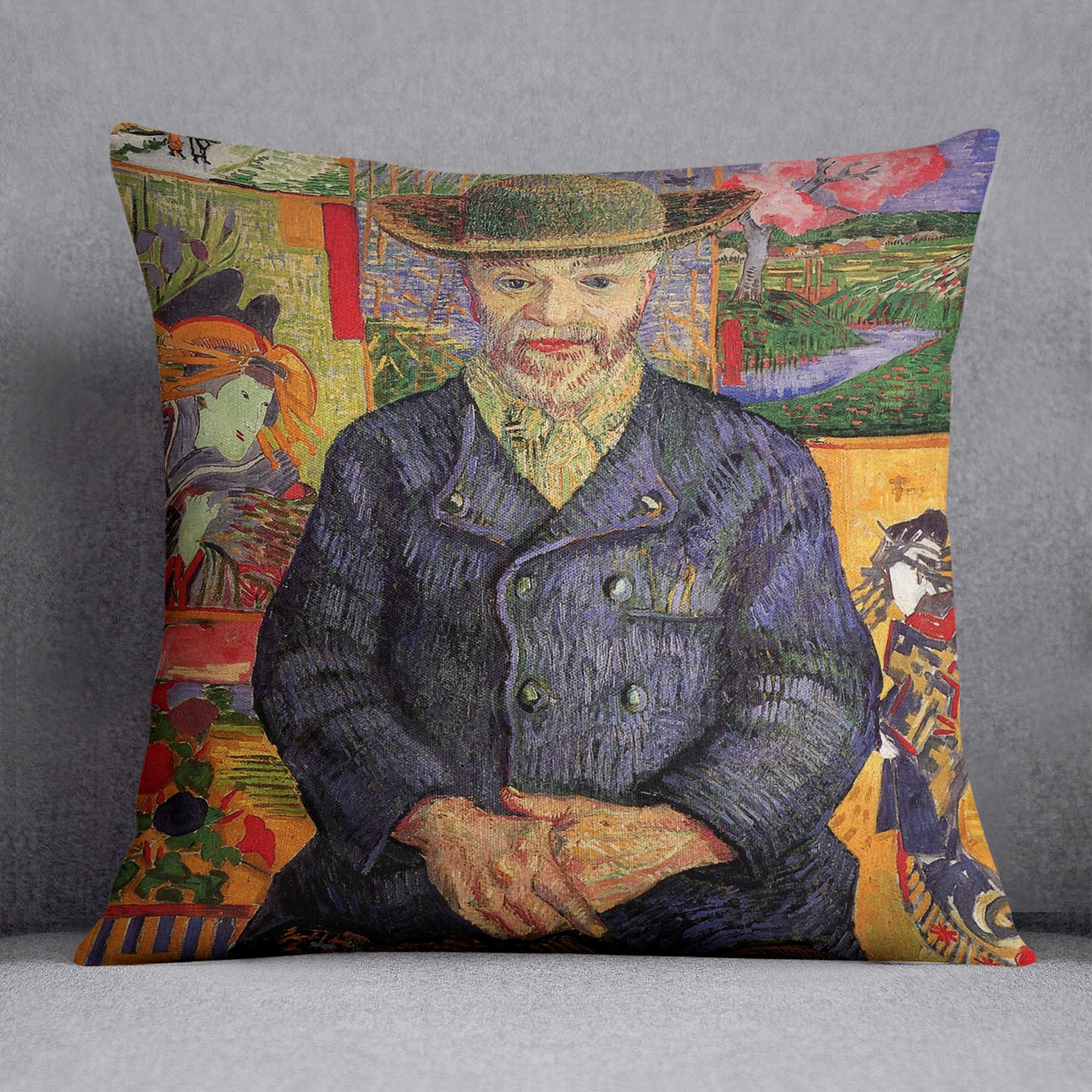 Portrait of Pere Tanguy by Van Gogh Cushion
