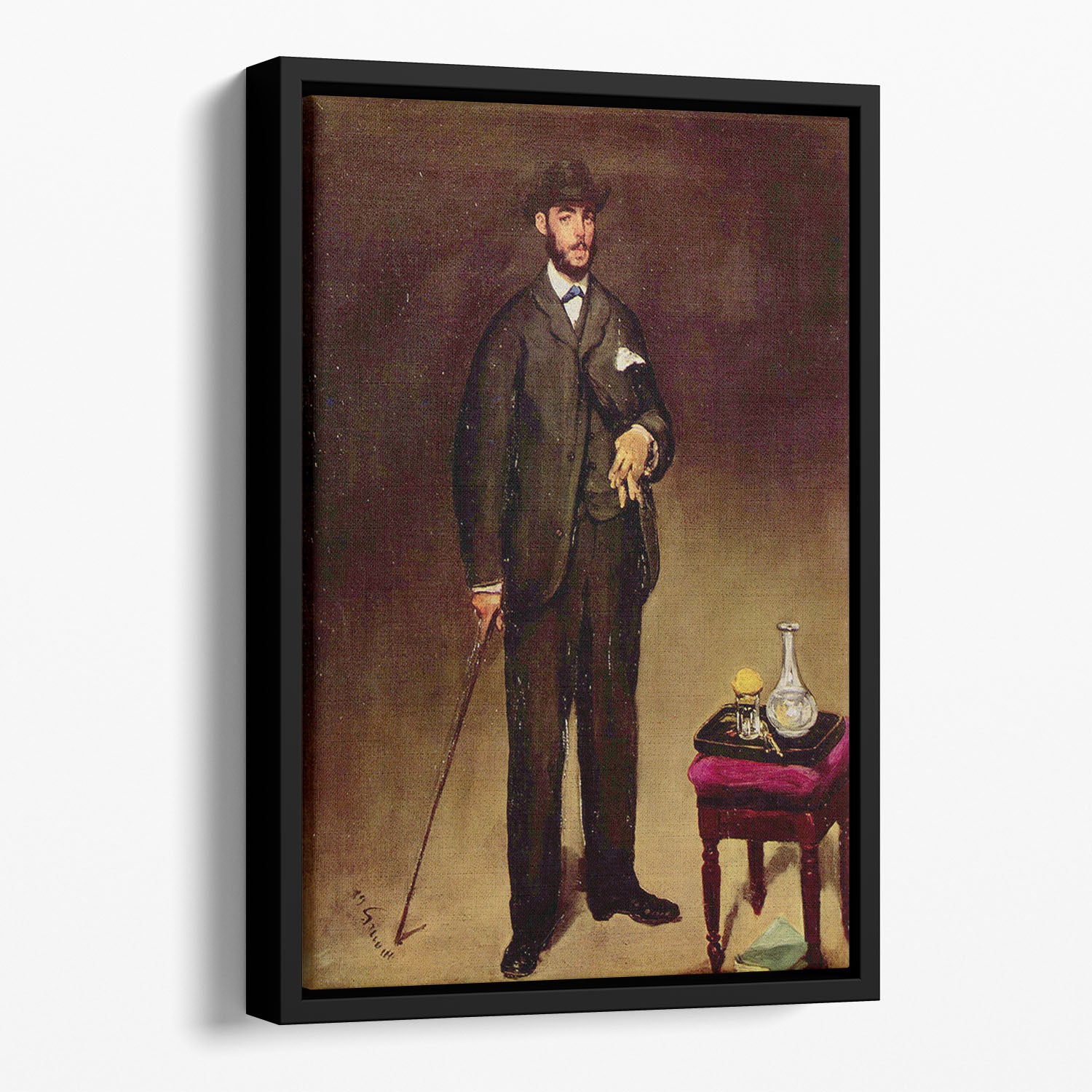 Portrait of ThCodore Duret by Manet Floating Framed Canvas