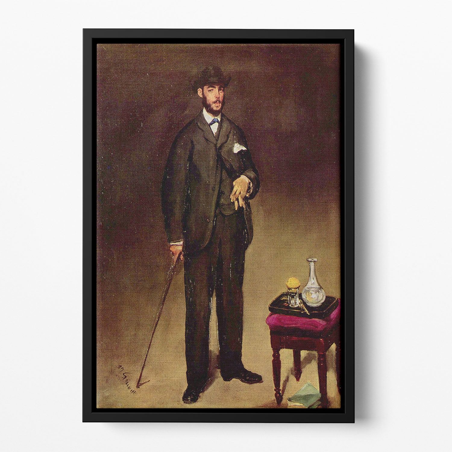 Portrait of ThCodore Duret by Manet Floating Framed Canvas