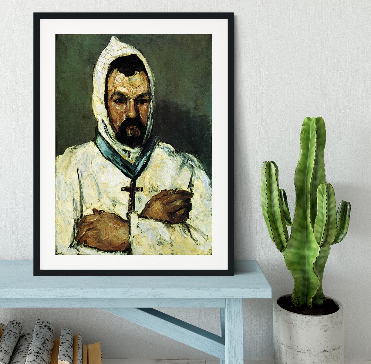 Portrait of Uncle Dominique as a monk by Cezanne Framed Print - Canvas Art Rocks - 1