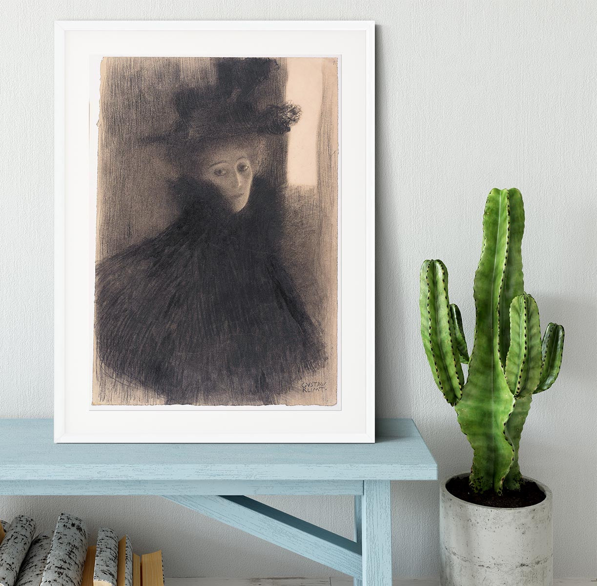 Portrait of a Lady with Cape and Hat by Klimt Framed Print - Canvas Art Rocks - 5