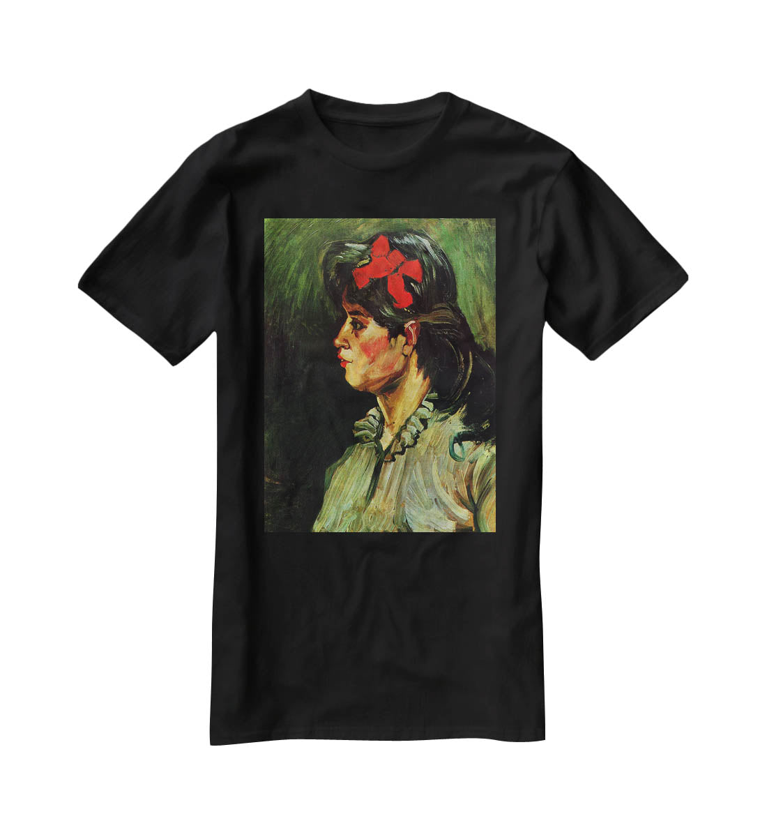 Portrait of a Woman with Red Ribbon by Van Gogh T-Shirt - Canvas Art Rocks - 1