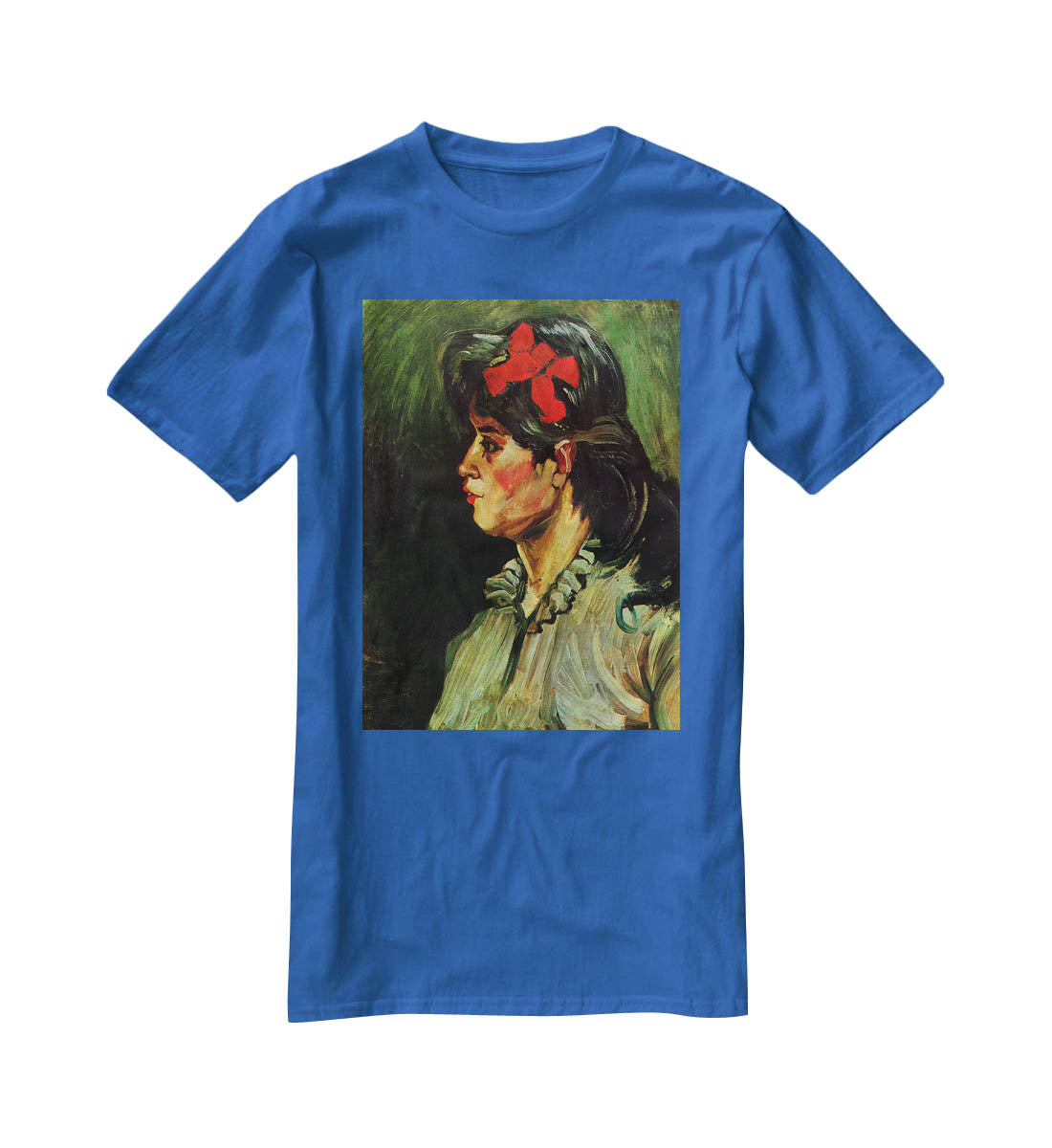 Portrait of a Woman with Red Ribbon by Van Gogh T-Shirt - Canvas Art Rocks - 2