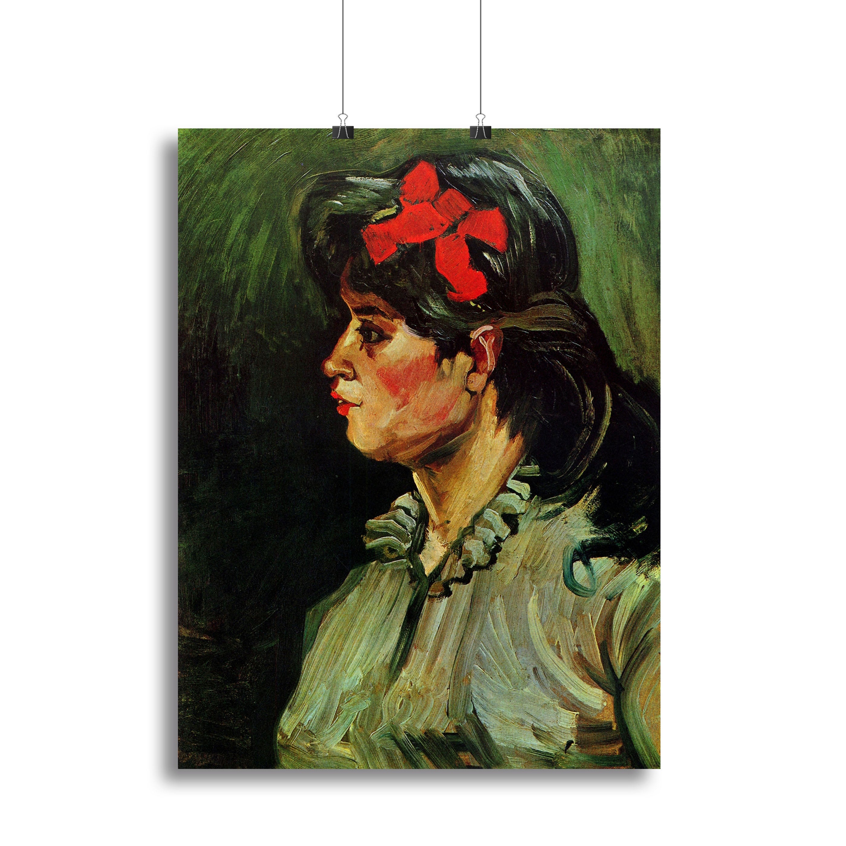 Portrait of a Woman with Red Ribbon by Van Gogh Canvas Print or Poster - Canvas Art Rocks - 2