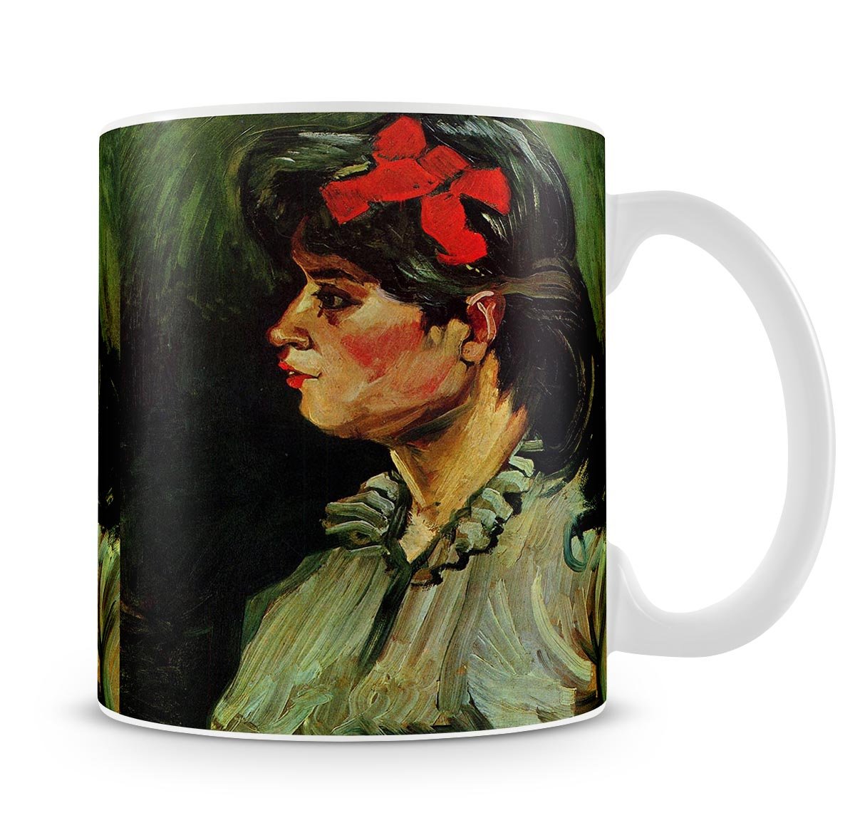 Portrait of a Woman with Red Ribbon by Van Gogh Mug - Canvas Art Rocks - 4