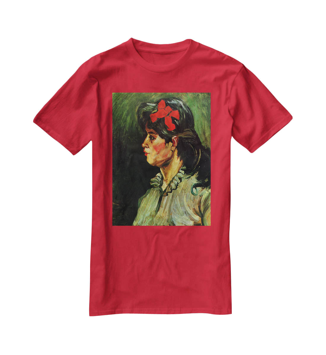 Portrait of a Woman with Red Ribbon by Van Gogh T-Shirt - Canvas Art Rocks - 4