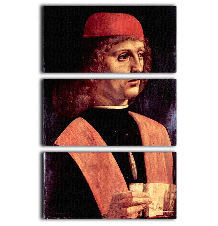 Portrait of a musician by Da Vinci 3 Split Panel Canvas Print - Canvas Art Rocks - 1