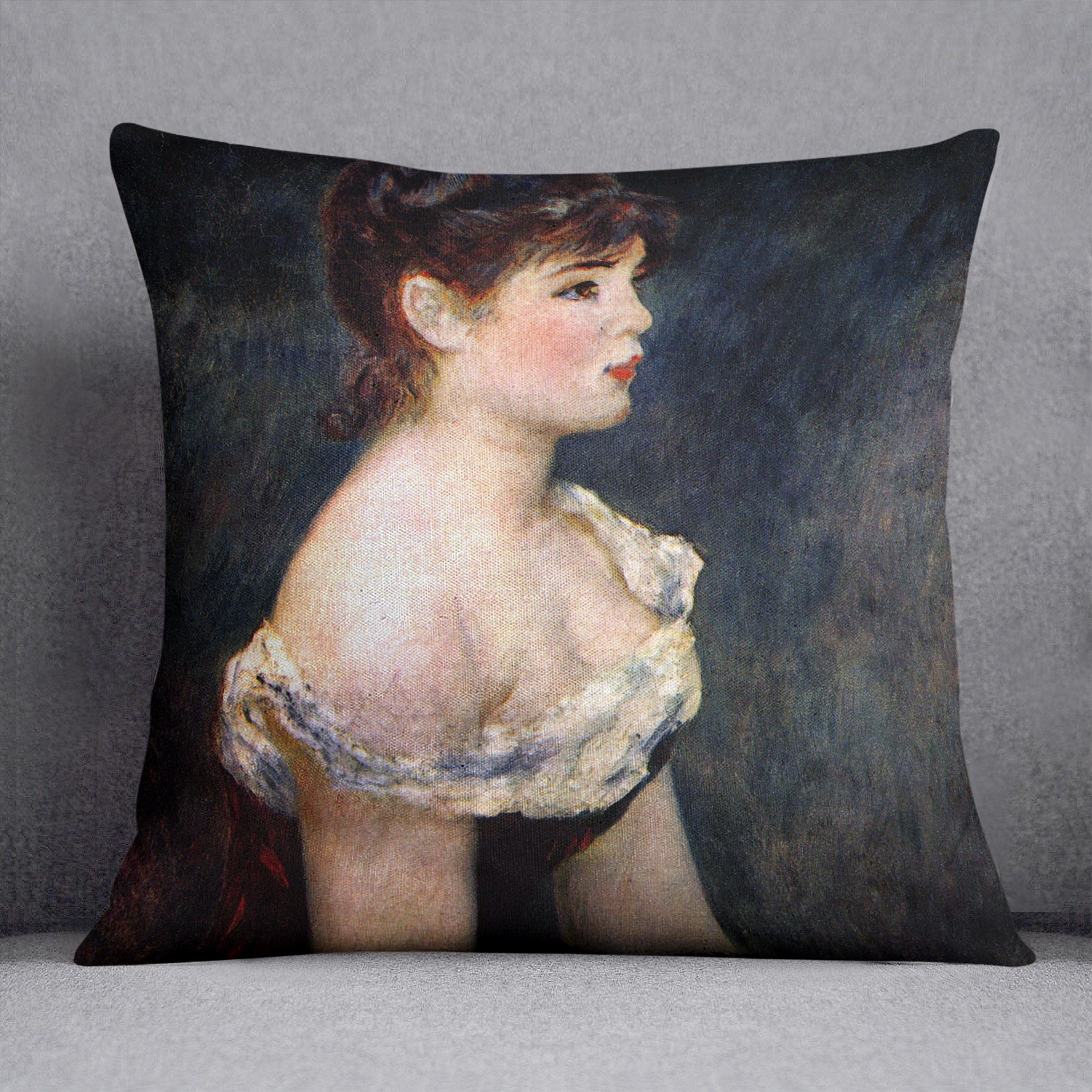 Portrait of a young girl by Renoir Cushion