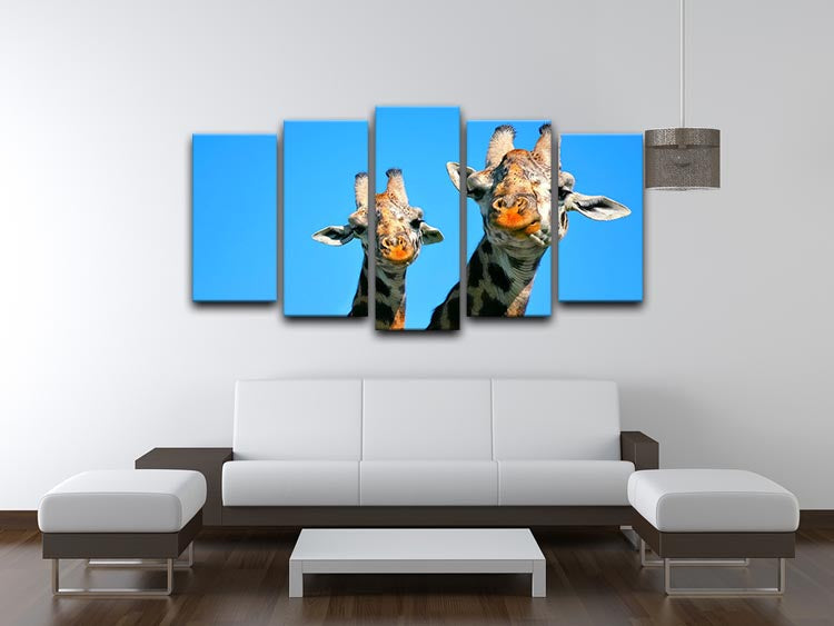 Portrait of mother and baby giraffe. Africa. Kenya 5 Split Panel Canvas - Canvas Art Rocks - 3