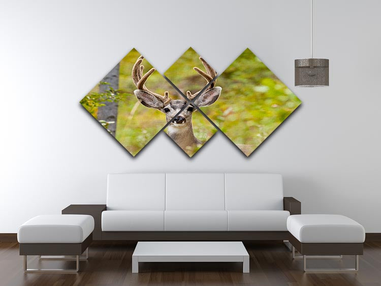 Portrait of mule deer buck 4 Square Multi Panel Canvas - Canvas Art Rocks - 3