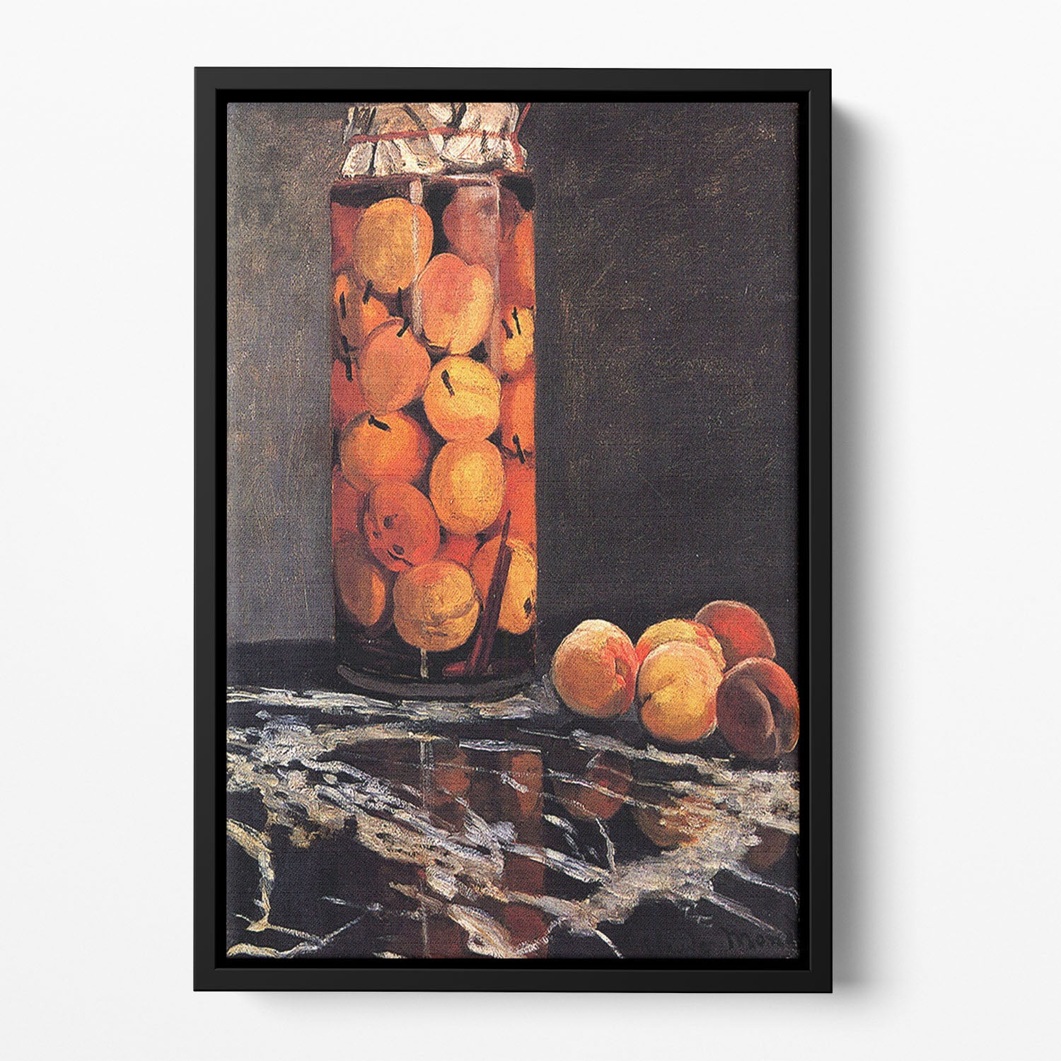 Pot of Peaches by Monet Floating Framed Canvas