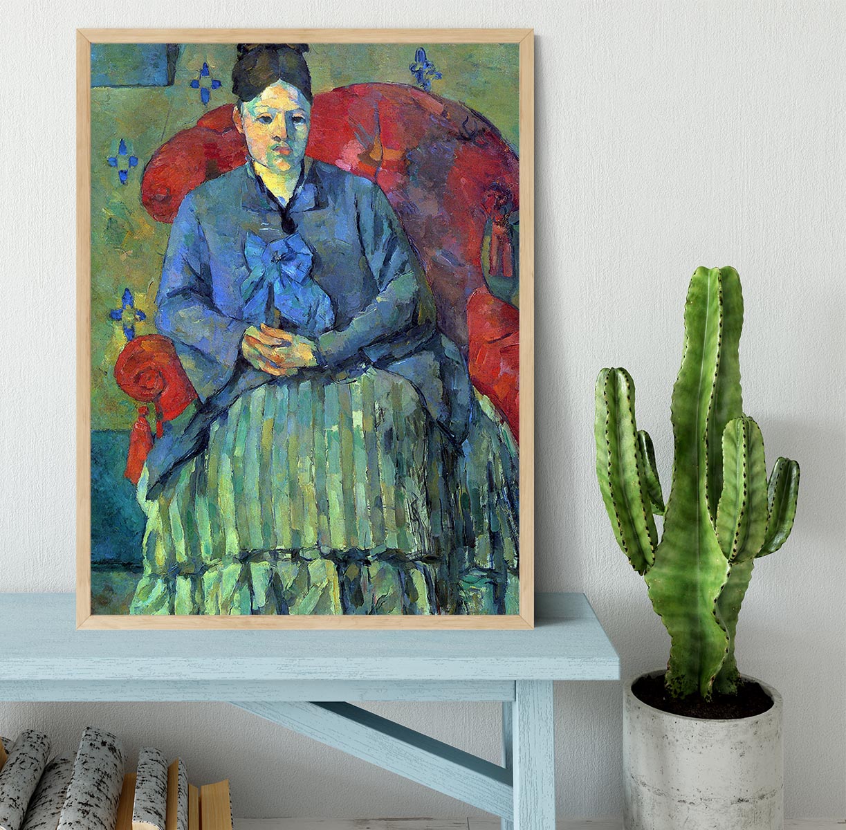 Potrait of Mme Cezanne in Red Armchair by Cezanne Framed Print - Canvas Art Rocks - 4