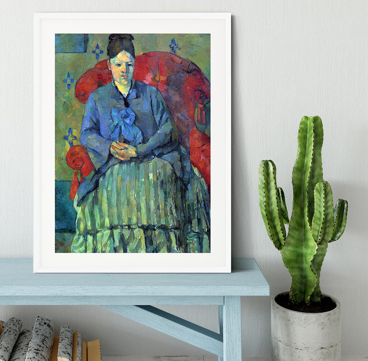 Potrait of Mme Cezanne in Red Armchair by Cezanne Framed Print - Canvas Art Rocks - 5