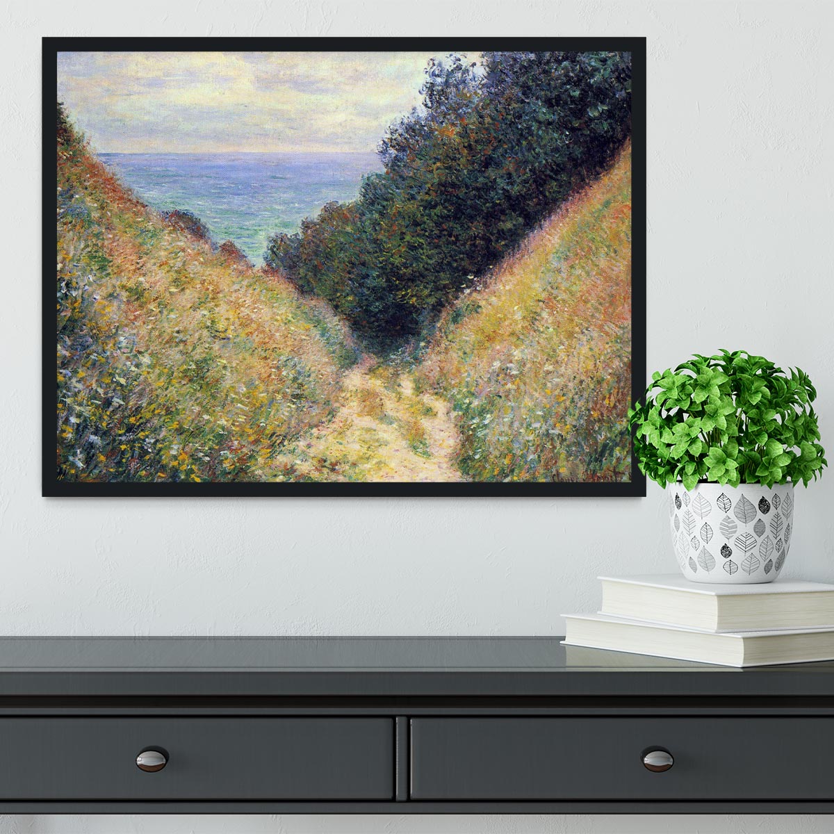 Pourville 1 by Monet Framed Print - Canvas Art Rocks - 2