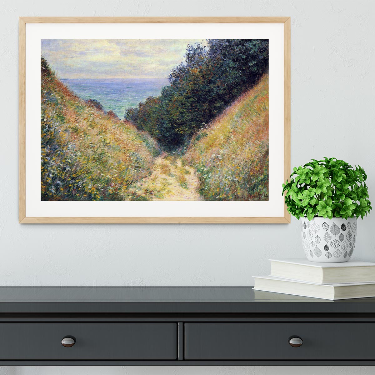 Pourville 1 by Monet Framed Print - Canvas Art Rocks - 3